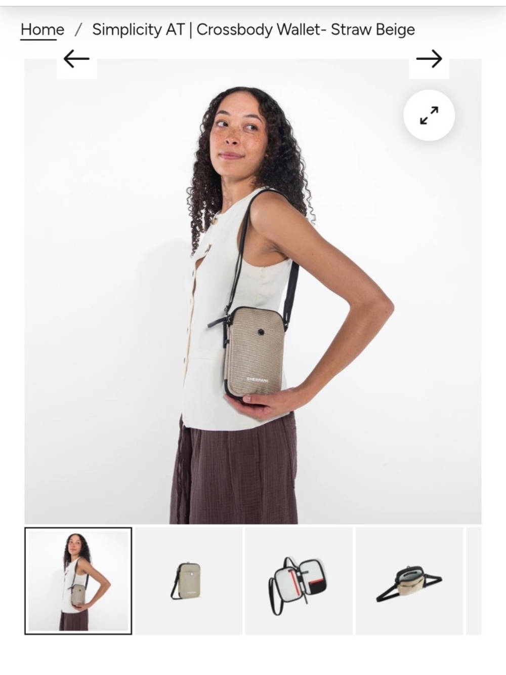 Sherpani Simplicity Black & Beige Crossbody Wallet with Black Strap